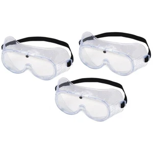 🎯🎯3 Stück Chemikalien Spritzbrille High-Impact mit perforiertem Rahmen & Gummizug.NEU - Bild 1 von 7