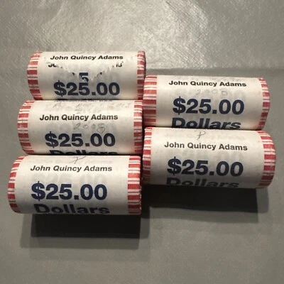 2008 John Quincy Adams Presidential Dollar Coin $25 US Bank Mint Roll - Image 1 of 3