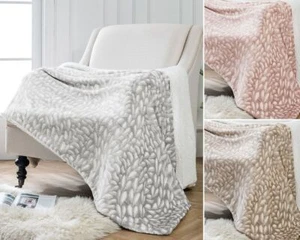 Sherpa Fleece Blanket Throw Printed Cable Knit SuperSoft Luxury Warm Lightweight - Picture 1 of 16