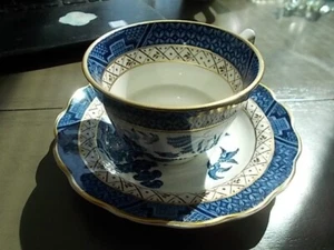 Booth's Real Gold Willow Cup Saucer Gold Cobalt Blue Made in England Bone China - Picture 1 of 10