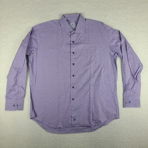 David Donahue Shirt Mens XL Blue Purple Plaid 100% Cotton Dress Button Up - Picture 1 of 11