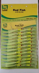 NEW 12 Coated Wire RED FISH A-GO-GO Twin Jig Rigs 1/4-Oz. Chartreuse Full Card - Picture 1 of 3