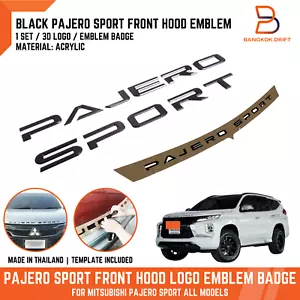 BLACK PAJERO SPORT FRONT HOOD 3D ACRYLIC LOGO EMBLEM BADGE Letter For Mitsubishi - Picture 1 of 12