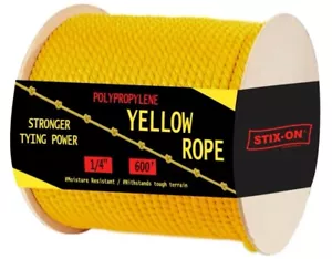 600 ft Twisted Polypropylene Rope 1/4" Yellow Poly Pro Cord - Picture 1 of 4