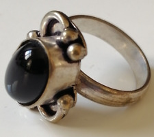 ANCIENT ANTIQUE VICTORIAN SILVER RING WITH BLACK STONE AMAZING RARE VINTAGE