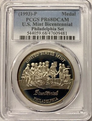 1993-P U.S. Mint Bicentennial Silver Medal PCGS PR-68 DCAM Toned - Image 1 of 4