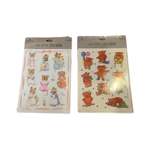 Vintage New Sealed 2 Packs Stickers MICE & BEARS HALLMARK 1992 4 Sheets Each - Picture 1 of 6
