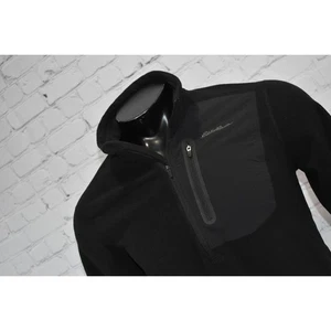 Eddie Bauer Mens Size Medium Fleece Shirt Pullover 1/4 Zip First Ascent Black - Picture 1 of 6