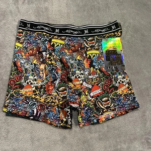 Ed Hardy Boxer Briefs Mens Large Tattoo Print Performance 2 Pack Tiger Art - Picture 1 of 5