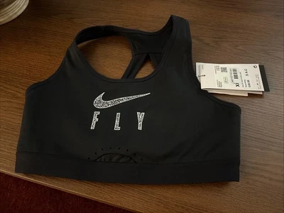 Black Nike Dri-Fit Swoosh Fly Bra Ld99 High Support Impact Size S (UK8) New, tag - Image 1 of 4