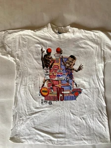 Vintage Knicks Rockets 1994 NBA Championship T-shirt Ewing Olajuwon 2 sided - Picture 1 of 6
