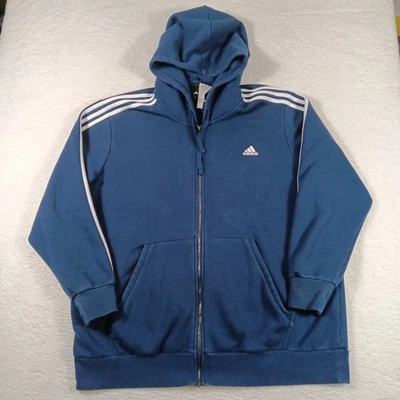 Adidas Hoodie Mens 3XL Navy Blue Full Zip Three Stripes Logo Athletic Jacket - Image 1 of 4