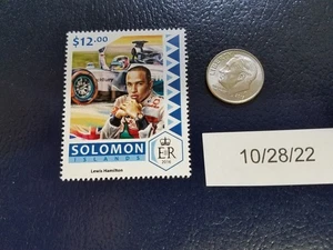 Lewis Hamilton Formula 1 Race Car Driver 2016 Solomon Islands Perforated Stamp - Picture 1 of 1