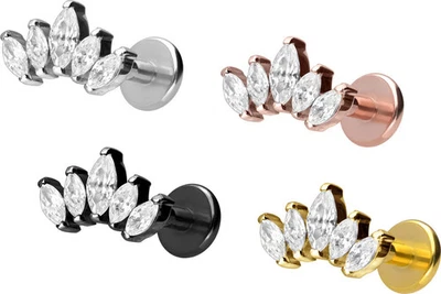 PIERCINGLINE  Piercing Stecker Titan Labret mit Gewinde LOTUSBLÜTE - Bild 1 von 3