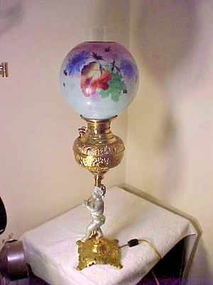 Fabulous 1800'S Antique   Banquet Parlor Lamp ELECTRIFIED & restored  MILLER - Image 1 of 4