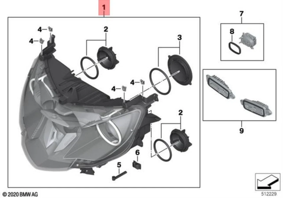 Genuine BMW K48 K61 Xenon Headlight OEM 63128549867 - Изображение 1 из 1