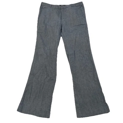 Pantalones Banana Republic Logan Mezcla de Lino Mujer Talla 10 Azul Bolsillos Rectos Foto 1 de 4