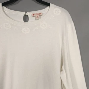 Brooks Brothers Red Fleece Women’s Knit Sweater Ivory Embroidered Floral Size XL - Picture 1 of 9