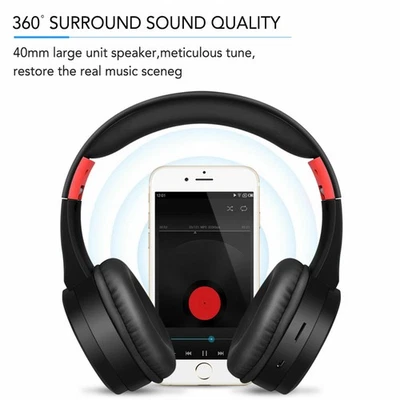 Foldable Wireless On Ear Headset HiFi Stereo Bass Headphones w/Mic for Bluetooth - Image 1 of 4