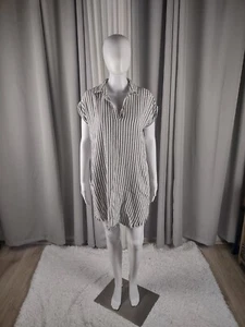 Thread And Supply Linen Blend Fringe Bottom Striped Pullover Dress Size Small - Picture 1 of 11