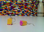 Pair Handmade MonkiStuff Head Silver Dangle/Drop Earrings made from LEGO® pieces