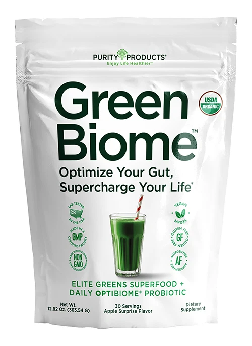Superalimento verde Purity Products Green Biome Elite + probiótico Optibioma diario Foto 1 de 2