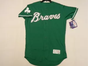Authentic Atlanta Braves Green Alternate FLEX BASE Jersey RARE! 52 - Picture 1 of 1