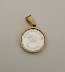 🪶999 silver coin pendant 1 gram bullion totem necklace kookaburra australian - Picture 1 of 5