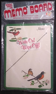 Vintage Dry Erase Memo Board Robins Birds 11.5” x 8.5” New Old-Stock Sealed - Picture 1 of 6