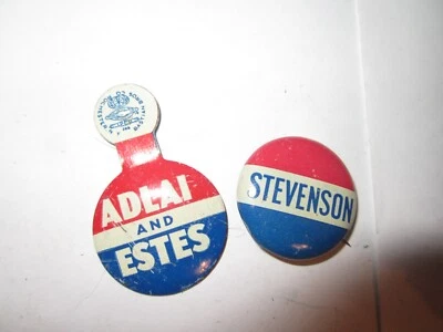 Lot of 2 Vintage Adlai Stevenson Political Campaign Pinback Button & Pins - Image 1 of 2