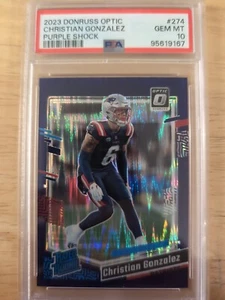 Christian Gonzalez 2023 Donruss Optic Purple Shock Rated Rookie SP 🔥 Patriots - Picture 1 of 2