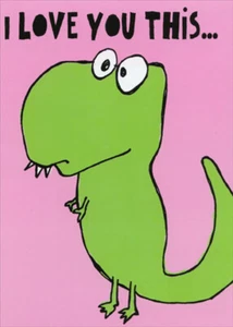 Dinosaur Love You This Much 3D Pop Out Humorous  Funny Valentine's Day Card - Picture 1 of 2