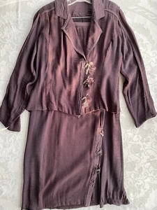 Vtg Edwardian Style Ladies Skirt Jacket Aubergine Suit Downton Abbey Titanic - Picture 1 of 12