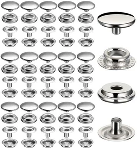 60 Pezzi Chiusura a Scatto in Acciaio Inox, 15mm Resistente Pulsante a Scatto Pressa Tappo - Foto 1 di 7