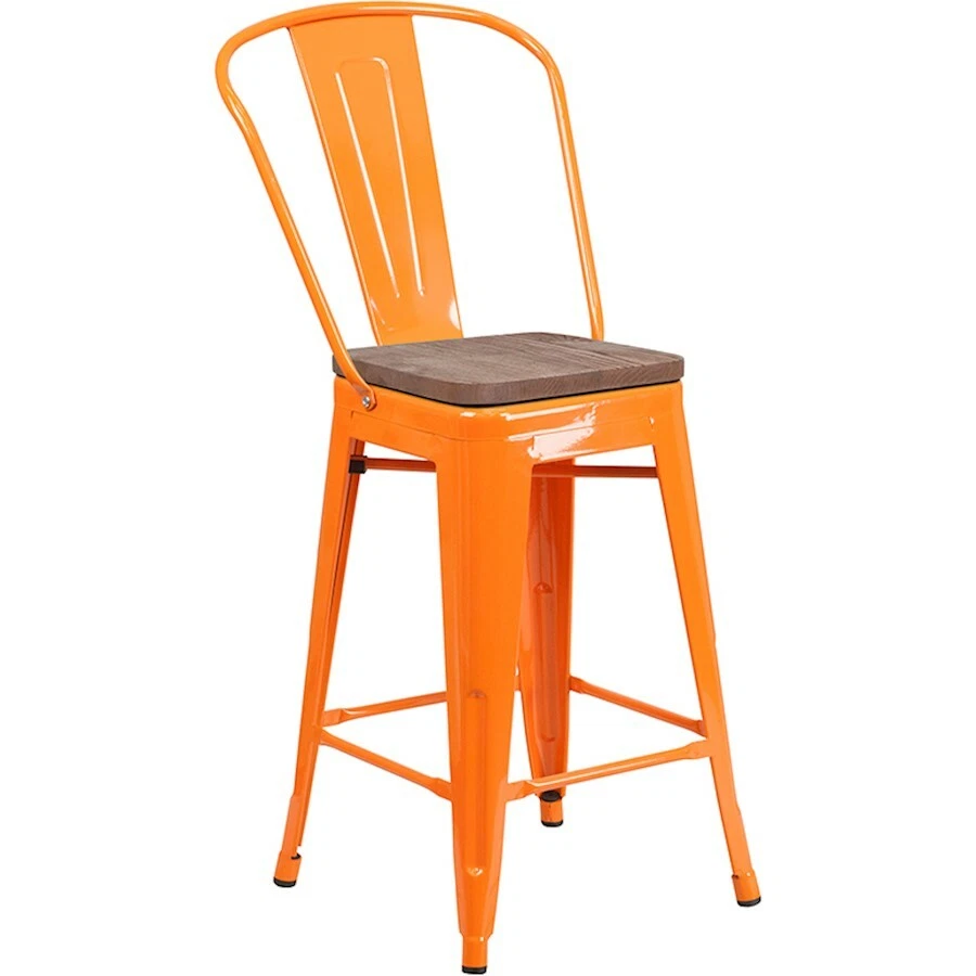 Flash Furniture 24" Orange Counter Ht. Stool w/Back - CH-31320-24GB-OR-WD-GG - Image 1 of 1