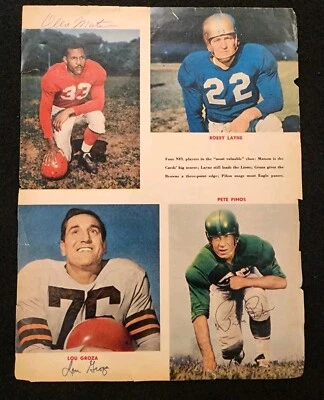 Foto autógrafa de revista Lou Groza/Ollie Matson/Pete Pihos firmada vintage 8,5x11 Foto 1 de 4