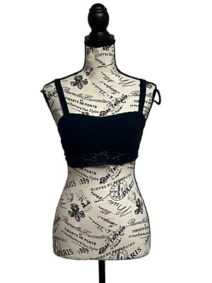 HOLLISTER Gilly Hicks womens Sydney Lace Bralette Black Goth Grunge Boho Modest - Image 1 of 4