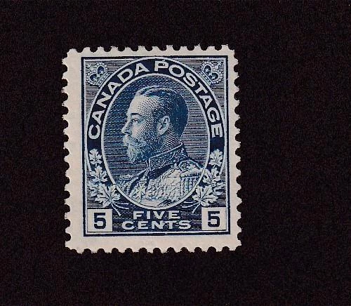 CANADA # 111 VF-MNH KGV 5cts DARK BLUE ADMIRAL CAT VALUE $900 (OL8) - Image 1 of 1