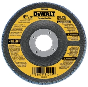 DeWalt DW8309 Flap Disc Metal Bending 80 Grit Zirconia 4-1/2" x 7/8" 10-PK - Picture 1 of 1