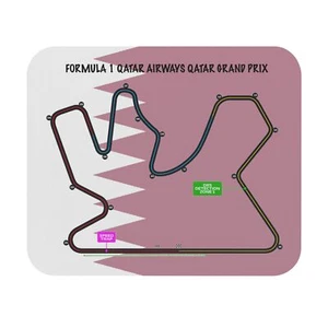 Formula One Mouse Pad featuring the Qatar Grand Prix track layout and flag. - Picture 1 of 5