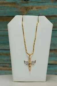 Angel Pendant Necklace - 14K Gold Plated Angel Necklace, Guardian - Women, Girl - Picture 1 of 4