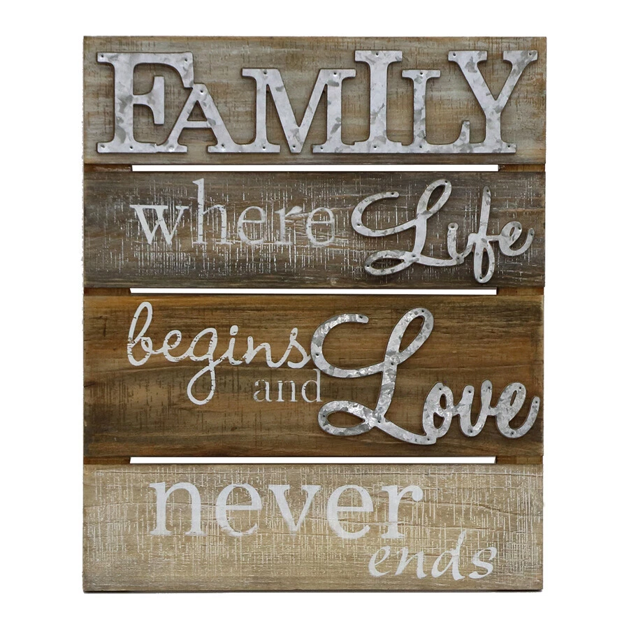 French Country Rustic Wood and Metal Family Life Love Wall Art - Image 1 of 1
