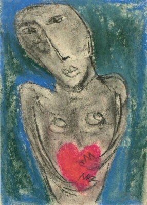 Louise McClary (nacida en 1958) - Pastel contemporáneo enmarcado, corazón pesado Foto 1 de 2