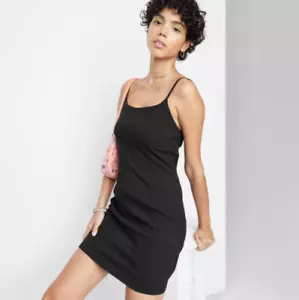 Wild Fable Women's Sleeveless Spaghetti Straps Woven Bodycon Dress Black XL - Picture 1 of 5