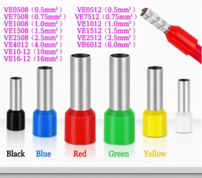 Insulated Cord End Terminal 0.5mm² - 16mm² Single Ferrule Terminals Bootlace - Image 1 of 4