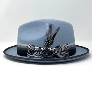 Freddy Negrete Australian Wool Felt Rose SE Grey Lowrider Fedora Hat Mens - Picture 1 of 9