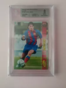 2004 2005 PANINI MEGACRACKS LIONEL MESSI BARCELONA ROOKIE CARD RC 71 BIS BGS 8 - Imagen 1 de 2