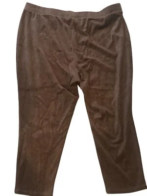 Calça de veludo marrom Catherines cordão fino elástico macio 2XP aconchegante macio lounge escritório - Imagem 1 de 4