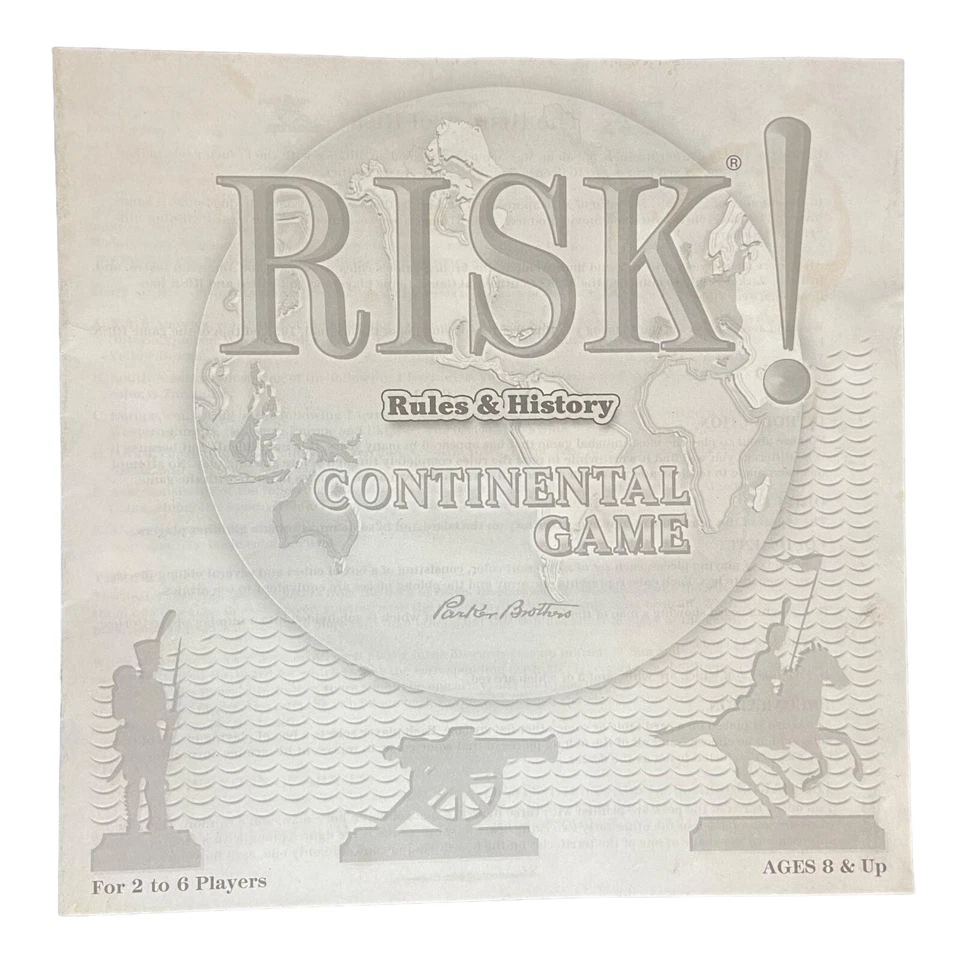 RISK Vintage Board Game 2008 Parker Brothers Inc. Continental Instructions Rules - Image 1 of 4