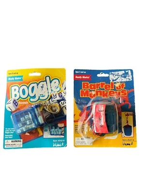Lot Of 2 Vintage Boggle Keychain Sealed Basic Fun Hasbro Barrel of Monkeys - Image 1 of 2